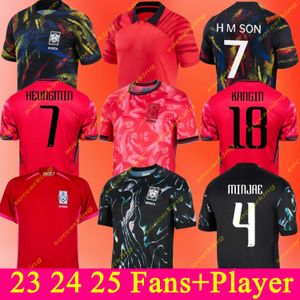 CORÉE DE SOCCER SOCIEUX NOUVEAU 2024 2025 Heung-Min Son Kang dans Lee National Team 23 24 25 Kit de football Men Kid Kit Set Home Away Men Uniforme Red Black Fan Player Version