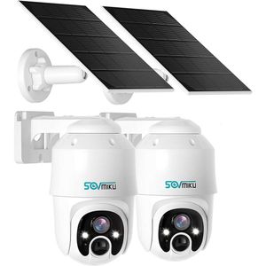 Sovmiku 2A1 4MP Caméra de sécurité solaire sans fil sans fil 2 ans stockage cloud gratuit Audio AUDIO de configuration Détection de mouvement 360 View Pan Tilt Couleur nocturne Vision Aud I