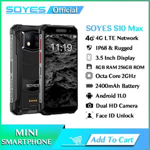 Soja s10 maxo mini smartphone robuste Android 11 octa noyau 8 Go RAM 258 Go ROM imperméable IP68 ID de visage d'empreinte digitale Déverrouillage du téléphone mobile PTT