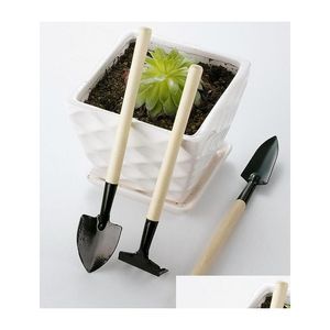 Spade Shovel 1 Setis3 pièces Mini Kit d'outils de jardin petite pelle râteau pelle manche en bois tête en métal enfants jardinier jardinage plante outil Ho Dh9Di