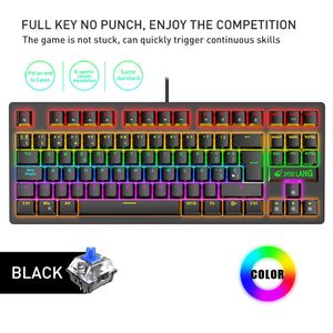 Spanish 88 Keys Mechanical Keyboard Keys USB Wired Mechanical Gaming Keyboards Color Backlit Blue Switch for PC Deskop Laptop