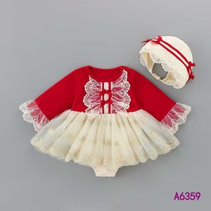 Vestido de tutú de mameluco de bebé español con arcos Precioso infantil Ropa para niñas pequeñas Conjunto para el año Navidad Rojo 210529