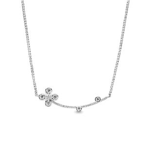 Collier pendentif en tr￨fle ￩tincelant 925 Siltling Silver mignon Femmes Designer Bijoux pour Pandora CZ Diamond Colliers avec bo￮te d'origine