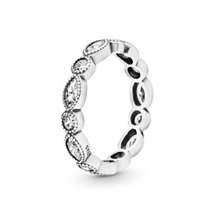 Anillos de boda de marquesa con diamantes brillantes de CZ, joyería de plata de ley 925 para mujer, conjunto de anillos de regalo para novia de Pandora con caja original