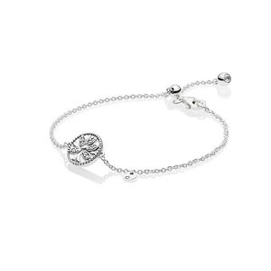 Sparkling Family Tree Slider Bracelet para Pandora Real Sterling Silver Hand Chain diseñador Joyas para mujeres Novia Pulseras de regalo con caja original