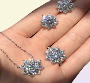 Sparkling Infinity Brand Luxury Jewelry Set Real 925 Silver Silver Round Cut White Topaz CZ Diamond Stud Oreille Femme Femme Clicule 3961518