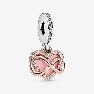 Sparkling Infinity Heart Dangle Charm Pandoras 925 Sterling Silver Luxury Charm Set Bracelet Making Rose Gold Charms Designer Collier Pendentif Boîte Originale