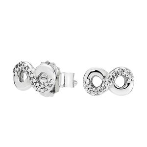 Sparkling Infinity Stud Boucles d'oreilles en argent sterling 925 femmes filles bijoux de fête avec coffret d'origine pour pandora CZ diamant petites boucles d'oreilles