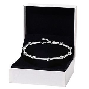 Bracelet étincelant Pave Bars pour Pandora Authentique Argent Sterling CZ Diamant Bijoux De Mariage Pour Femme Petite Amie Cadeau Main Chaîne Bracelets avec Boîte D'origine