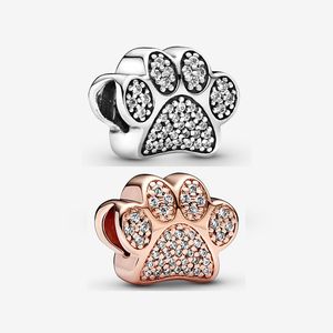 Sparkling Paw Print Charm Pandoras Plata de ley 925 Conjunto de dijes de lujo Pulsera Fabricación de dijes Collar de diseñador con cuentas Colgante Caja original Fábrica al por mayor