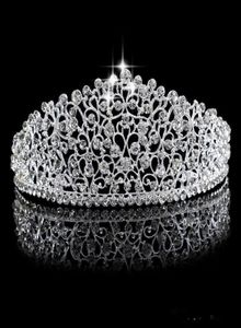 Argent étincelant grand mariage Diamante Pageant diadèmes bandeau cristal couronnes de mariée pour les mariées bal Pageant bijoux de cheveux casque 3785496
