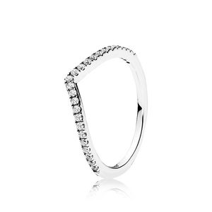Sparkling Wishbone Ring Real Sterling Silver avec boîte d'origine pour Pandora Rose Gold CZ Diamond Wedding Rings Set For Women Girls Girlfriend Gift