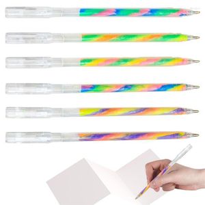 Pensas de gel brillantes de 6 colores Point Fine Rainbow Gradient para resaltar en marcadores Waterolor retráctil