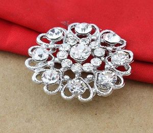 Silgly plaquée en argent en armoise Crystal Diamante Nice Design Small Heart Flower Brooch Party Prom Gift Pins9071351