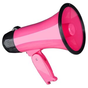 Altavoces Altavoz megáfono compacto de 25 vatios PA Bullhorn con sirena incorporada, grabadora de voz, abridor de botellas, rosa