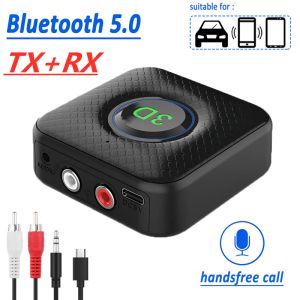 Haut-parleurs Bluetooth 5.0 Récepteur Émetteur 3D Stéréo AUX 3,5 mm 3,5 Jack RCA Adaptateur audio sans fil Dongle avec micro pour TV PC Haut-parleur de voiture