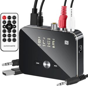 Haut-parleurs Bluetooth 5.0 Émetteur Récepteur Adaptateur Audio PC Speakek HiFi 3,5 mm AUX RCA Optique pour TV/Voiture/Maison Haut-Parleur Batterie Intégrée