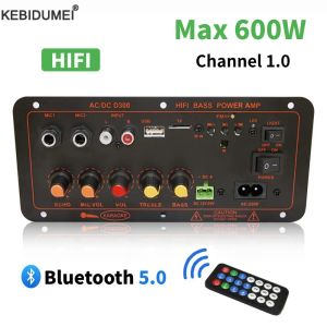 Altavoces Bluetooth Placa de amplificador de audio 600W 300W Subwoofer Micrófono dual Módulo AMP para altavoz de 8 ohmios 12/24V 110/220V