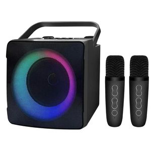 Machine de karaoké à double microphone avec lumière LED RVB, haut-parleur compatible Bluetooth, lecteur HIFI 10 W avec 2 microphones sans fil