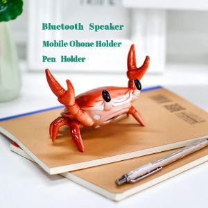Haut-parleurs Nouveau créatif mignon dessin animé crabe haut-parleur sans fil Bluetooth haut-parleur et support de téléphone Combo porte-stylo décoration de bureau Audio cadeau