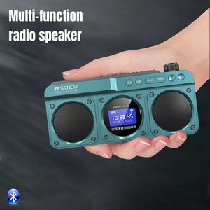 Altavoces Nueva mini radio FM para personas mayores Altavoces inalámbricos Bluetooth para exteriores Walkman MP3 Calidad de sonido de alta fidelidad Reloj LED Pantalla de letras