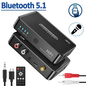 Altavoces NFC Bluetooth Receptor BT 5.1 Estéreo AUX 3,5 mm Jack RCA Adaptador de audio de música inalámbrico 6,5 mm Micrófono Cantar para amplificador de altavoz