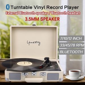 Haut-parleurs Portable Vintage Vinyl Record Player 33/45/78 RPM Classic Phonograph Gramophone Turntable Playrer Music Player Breedtin