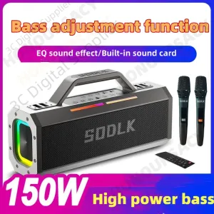 Haut-parleurs SODLK Haut-parleur Bluetooth portable sans fil 150W Boîte de son rechargeable Système stéréo fort avec double micro et télécommande