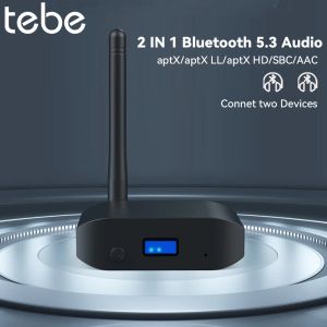 Altavoces Tebe aptX HD/LL Bluetooth 5.3 Receptor de Audio Transmisor con Antenas Aux Adaptador de Música Estéreo Inalámbrico para TV Altavoz de Coche