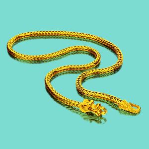 Collier spécial en or 24 carats pour hommes-collier de dragon chinois-chaîne en argent 925-collier pour hommes-bijoux de luxe 50-60 cm longueur anniversaire Q0531