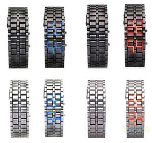 Special LED Watch Fashion Lava Style Iron sans visage rouge Blue Digital Watch Bracelet Binary LED Goches For Man Women Go6601499