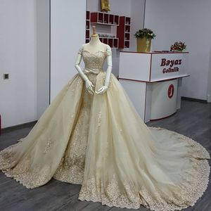 Vestidos de novia especiales de sirena con falda sobre el hombro, parte inferior del marco, vestido de novia con apliques de encaje completo, vestidos de novia de tul con encanto