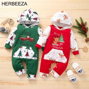 Special Occasions Christmas Baby Girl Overalls Patchwork Baby Hooded Clothes Festival Party Newborn Jumpsuit For Kids Infant Girls Clothing T221014