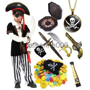 Occasions spéciales Kids Deluxe Pirate Costume Pirate Costume Toy Pirate Sword Gold Coins Diamonds Pirate Accessoires pour Halloween Party X1004