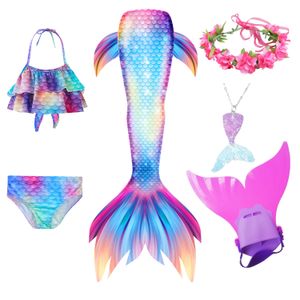 Special Occasions Kids Girls Swimming Mermaid Tail Costume Cosplay Children Swimsuit Fantasy Beach Bikini Can Add Monofin Fin Halloween 230815