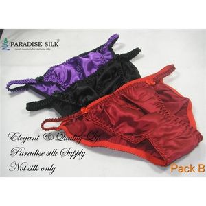 Oferta especial 3 pares 100% seda para mujer Bikinis Ropa interior Bragas Tamaño M L XL XXL (W25 