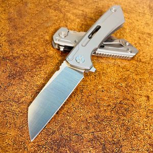 Oferta especial R1691 Cuchillo plegable Flipper D2 Satin Tanto Blade CNC Mango de acero inoxidable Rodamiento de bolas Cuchillos de bolsillo EDC de apertura rápida para exteriores