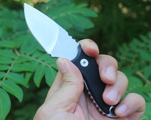 Oferta especial Cuchillo recto de supervivencia pequeño D2 Satin Drop Point Blade Full Tang Black G10 Mango EDC para exteriores Cuchillos de cuchillas fijas con Kydex