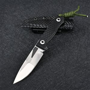 Oferta especial Survival Survival Straight Knife D2 Steel Negro / Blanco Piedra de lavado Punto de gota Blade Full Tang G10 Manejar cuchillos fijos con Kydex