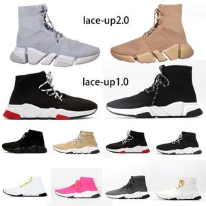 Gedrukte balenciagas Speed Letter balencigas Mannen Gebreide Doek Lace-up casual schoenen Ultra-flexibele Sneaker Vrouwen Designer Laarzen 1.0 2.0 gegoten Sole Bootie 6K3I