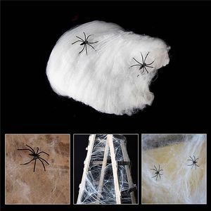 Festive Spider Web Décorations d'Halloween Événement Faveurs de fête de mariage Fournitures Décoration de maison hantée Un grand avec 2 araignées Décorations de bal