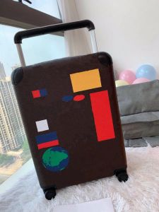 spinner valises marron voyage bagages dessin animé hommes femmes horizon 55 valise top qualité sac de coffre aquarelle roue universelle polochon bagages roulants