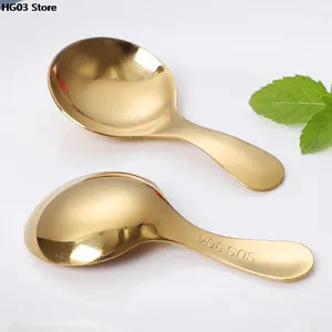 Cucharas 1pc linda cuchara de acero inoxidable mango corto helado dorado té café para niños