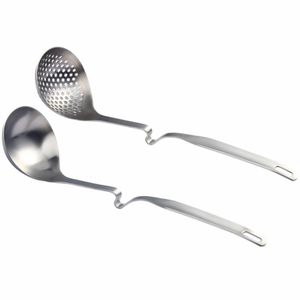 Cucharas, 2 uds., cucharón de sopa, cuchara ranurada, colador colgante, herramienta de cocina