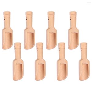 Cuillères 8pcs mesure en bois poignée ronde cuillère feuille de thé cuillères sel cuisine service louche pour grain de café