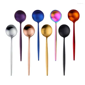 Cucharas coloridas de té portugués, vajilla de acero inoxidable 304, cubiertos, cuchara de postre pequeña de oro única, minicuchara de café plateada