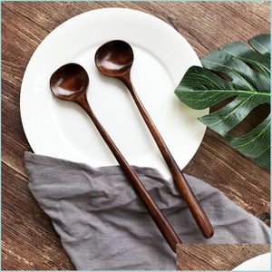 Cucharas cucharas de madera colaboradora larga cocina cocina utensil reutensil saborizante para el hogar sopa de sopa natural al por mayor 5 5mj dh02u