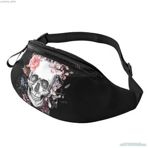 Bolsas deportivas Retro Grunge Gothic Skull Rose Floral Fanny Pack con bolsillo Correr caminatas Viajes Bolsa de cintura Y240410