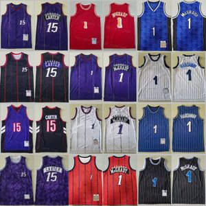 Hombres 1 Tracy McGrady Jerseys 15 Vince Carter Jersey Penny Hardaway Equipo Retroceso Baloncesto Púrpura Blanco Negro Ciudad Ganado Hombre Top Camisetas Deporte Vintage