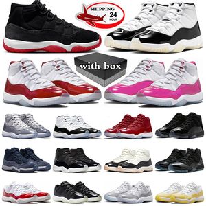 Avec Box Jumpman 11 11s Chaussures de basket-ball J11 Bred Velvet Cherry Gratitude Cool Gris Ciment Gris hommes formateurs femmes baskets sport